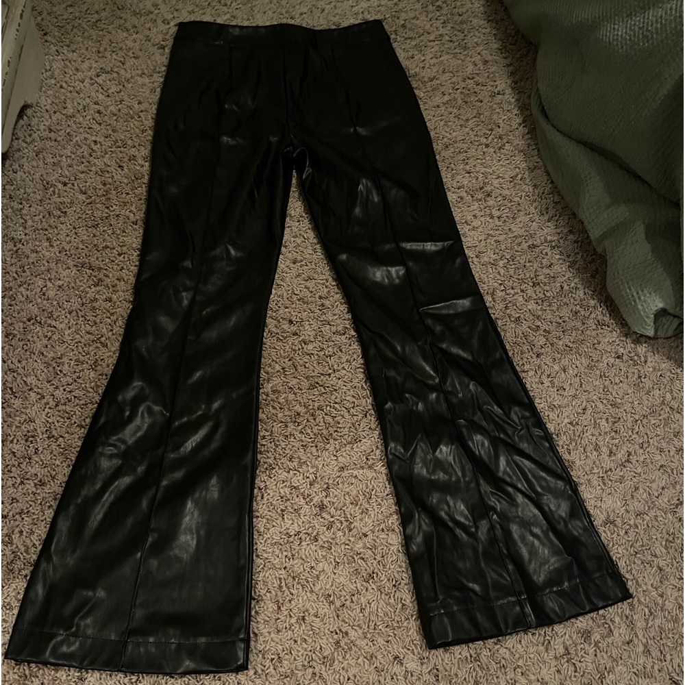 Leather flare pants